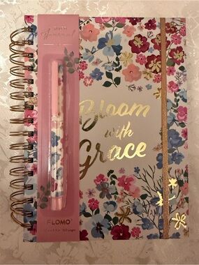 Bloom with Grace" Floral Ruled Journal set. It is an inspirational stationary